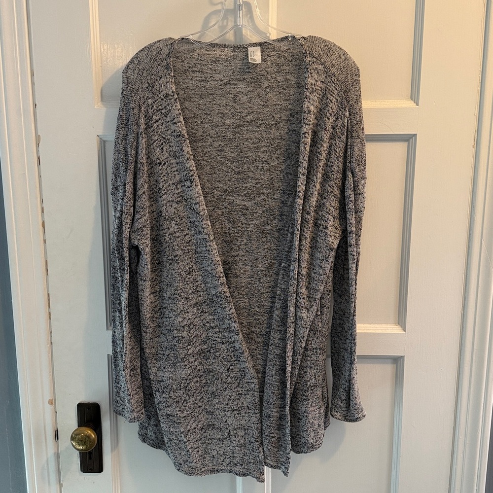 Gray Open Front Cardigan